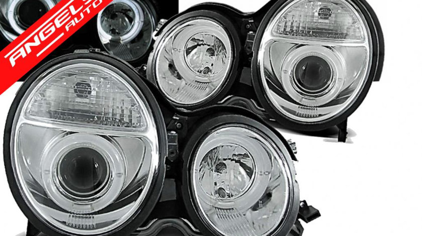 Faruri LED Angel Eyes Mercedes E-Class W210 (06.99-02) Chrome Facelift