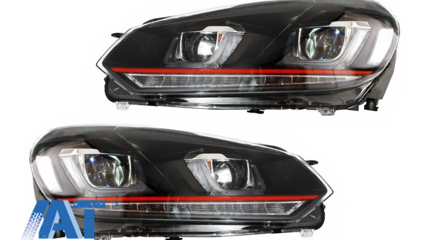 Faruri LED compatibil cu VW Golf 6 VI (2008-2012) Golf 7 U Design With Red Strip GTI Semnal LED Dinamic