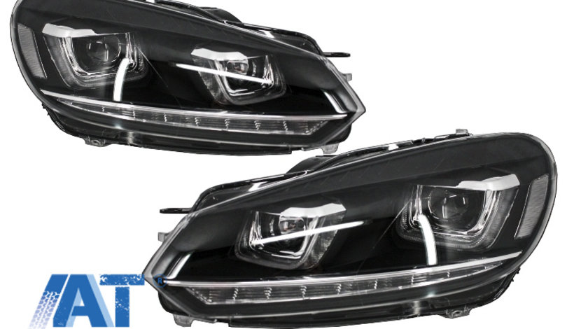 Faruri LED compatibil cu VW Golf 6 VI (2008-2013) Design Golf 7 3D U Design Semnal LED Dinamic