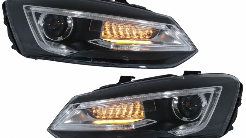 Faruri LED compatibil cu VW Polo MK5 6R 6C 61 (2011-2017) RHD Devil Eye Look HLVWPOMK6RHD