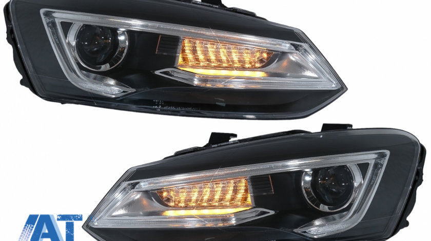 Faruri LED compatibil cu VW Polo MK5 6R 6C 61 (2011-2017) RHD Devil Eye Look