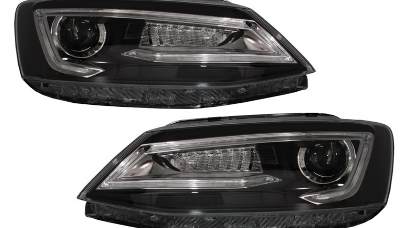Faruri LED DRL compatibil cu VW Jetta Mk6 VI Non GLI (2011-2017) Semnal Dinamic Secvential Demon Bi-Xenon Design HLVWJ6