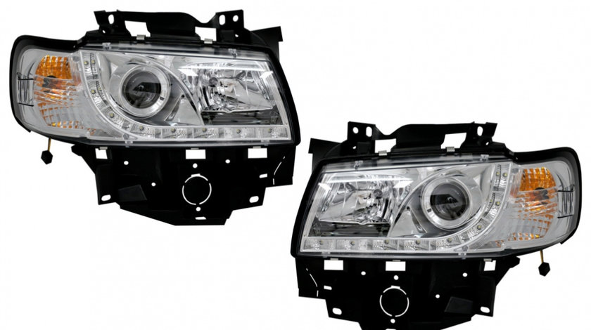 Faruri LED DRL compatibil cu VW T4 Transporter Long Nose (1996-2003) Multivan Crom SWV31GXC