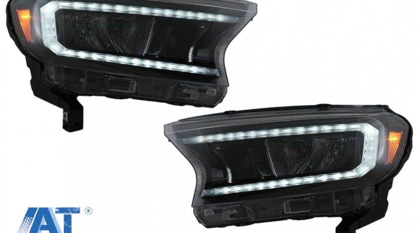 Faruri LED Light Bar compatibil cu Ford Ranger (2015-2020) LHD Negru cu Semnal Dinamic