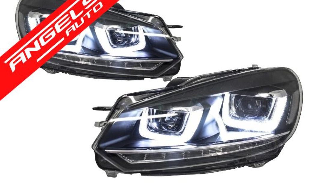 Faruri LED RHD VW Golf 6 VI (2008-up) Design Golf 7 3D U Look Semnal LED Dinamic