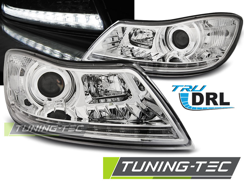 Faruri TRUE DRL Crom look compatibila SKODA OCTAVIA 09-12