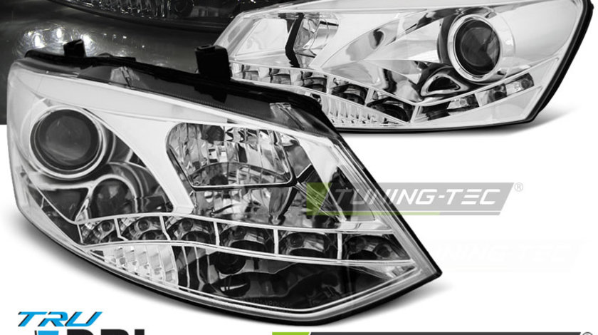 Faruri TRUE DRL Crom look compatibila VW POLO 6R 09-03.14