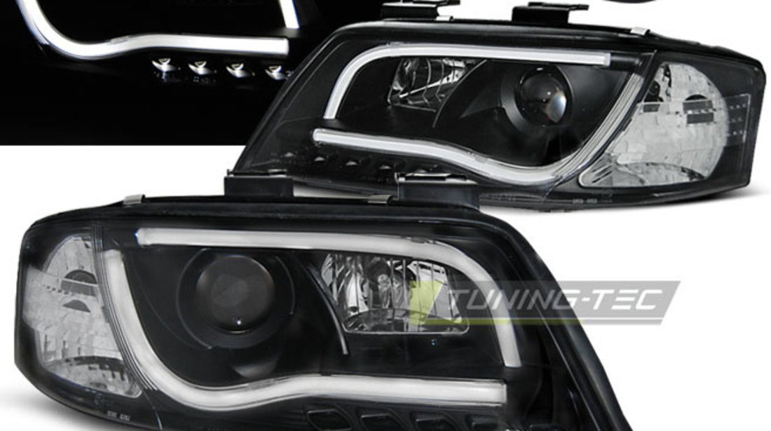 Faruri TUBE LIGHT BLACK compatibila AUDI A6 05.97-05.01