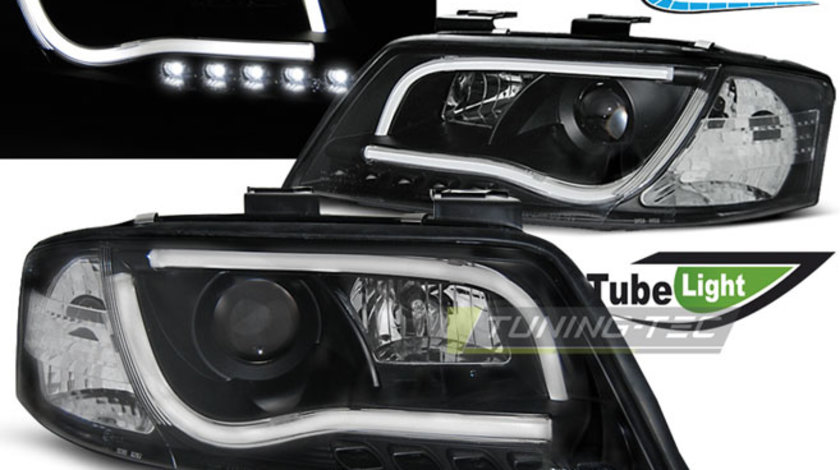 Faruri TUBE LIGHT DRL BLACK compatibila AUDI A6 06.01-05.04