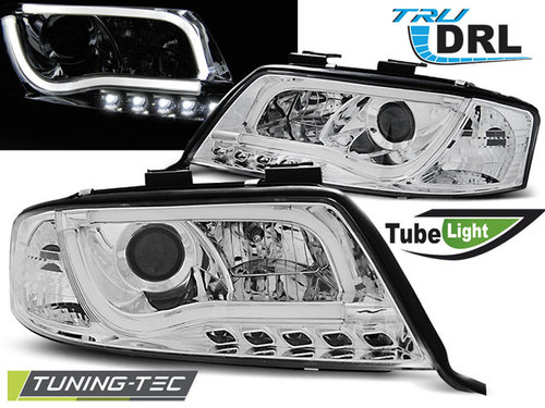 Faruri TUBE LIGHT DRL Crom look compatibila AUDI A6 06.01-05.04