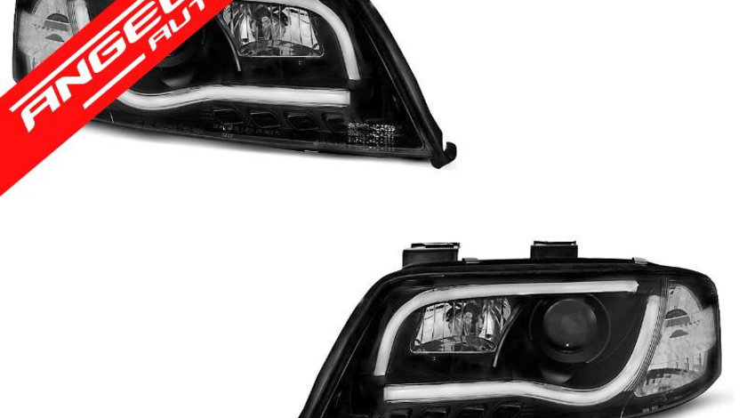 Faruri TUBE LIGHT DRL Negru potrivite pentru AUDI A6 06.01-05.04