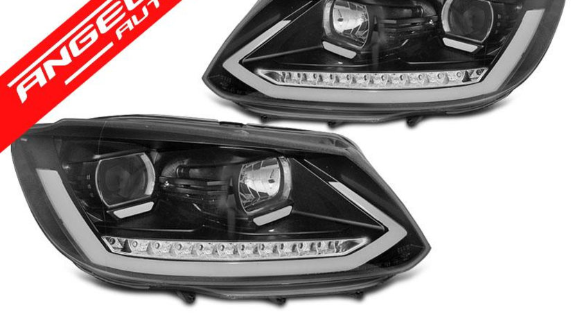 Faruri TUBE LIGHT DRL Negru SEQ potrivite pentru VW TOURAN II 08.10-15