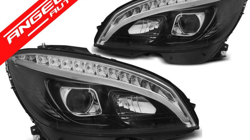 Faruri TUBE LIGHT MERCEDES C Class W204 2007-2010 Black Semnal LED