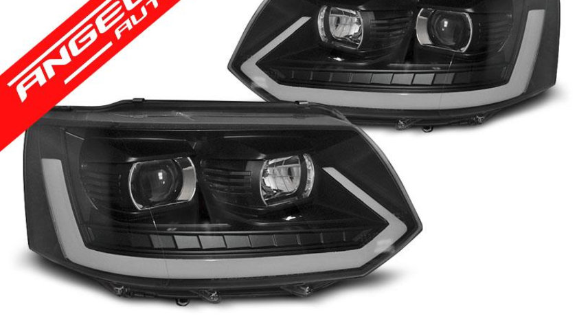 Faruri TUBE LIGHT Negru SEQ potrivite pentru VW T5 2010-2015