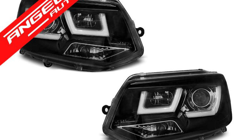 Faruri U-LED LIGHT Negru potrivite pentru VW T5 2010-2015