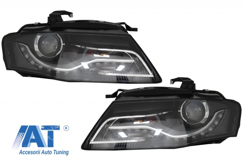 Faruri Xenon Cu Lumini de zi Integrate LED (DRL) compatibil cu Audi A4 B8  8K (09.2007-10.2011) Negre #70074766