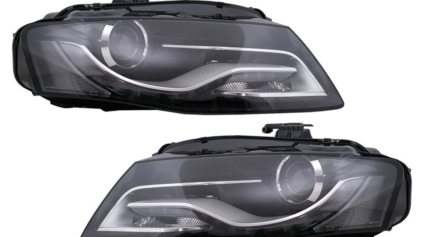 Faruri Xenon Cu Lumini de zi Integrate LED (DRL) compatibil cu Audi A4 B8 8K (09.2007-10.2011) Negre