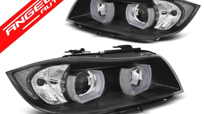 Faruri XENON Faruri U-LED LIGHT 3D Negru potrivite pentru BMW E90/E91 03.05-08.08