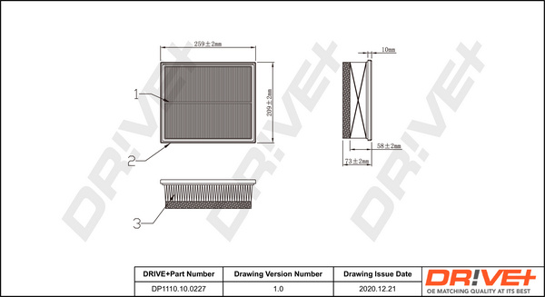 Filtru aer (DP1110100227 DRIVE) FIAT,NISSAN,OPEL,RENAULT,VAUXHALL