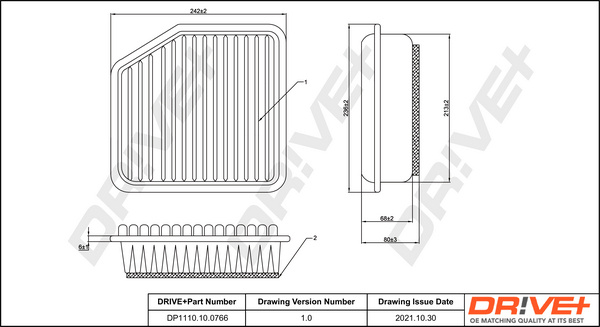 Filtru aer (DP1110100766 DRIVE) LEXUS,TOYOTA