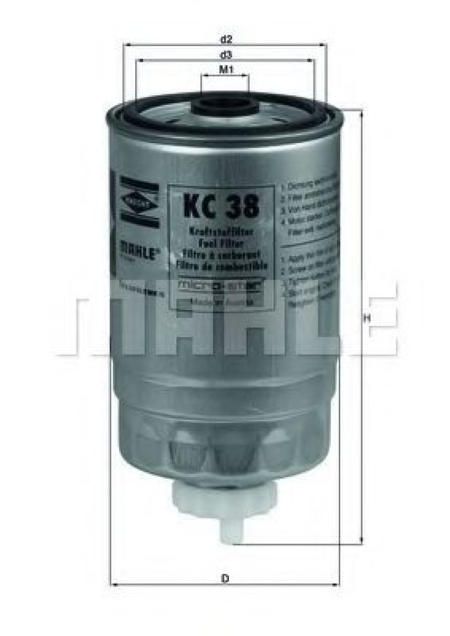 Filtru combustibil FIAT DUCATO caroserie (230L) (1994 - 2002) KNECHT KC 38 piesa NOUA