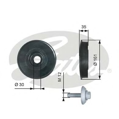 Fulie curea, arbore cotit CITROEN C2 (JM) (2003 - 2016) GATES TVD1025A piesa NOUA