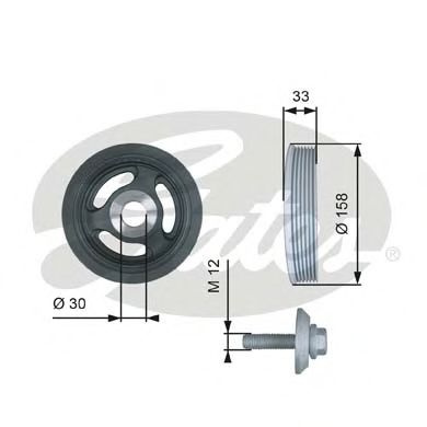 Fulie curea, arbore cotit PEUGEOT 2008 (2013 - 2016) GATES TVD1061A piesa NOUA