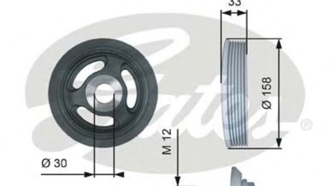 Fulie curea, arbore cotit PEUGEOT 308 (4A, 4C) (2007 - 2016) GATES TVD1061A piesa NOUA