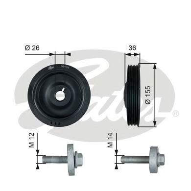 Fulie curea, arbore cotit RENAULT KANGOO BE BOP (KW0/1) (2009 - 2016) GATES TVD1126A piesa NOUA