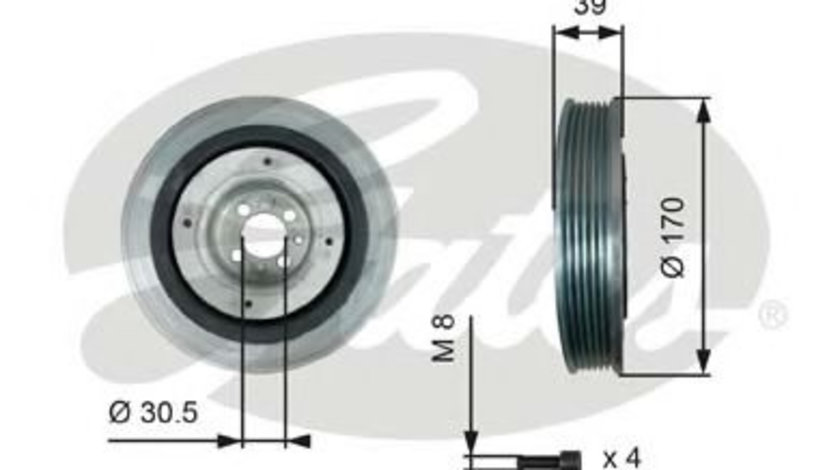 Fulie curea, arbore cotit SAAB 9-3 Cabriolet (YS3F) (2003 - 2016) GATES TVD1013A piesa NOUA