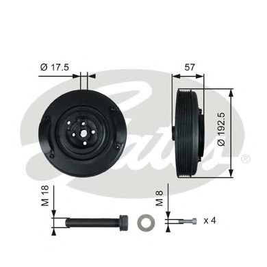 Fulie curea, arbore cotit VOLVO V70 II (SW) (2000 - 2007) GATES TVD1033A piesa NOUA