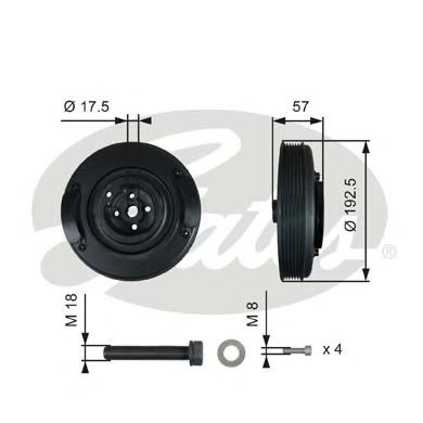 Fulie curea, arbore cotit VW CRAFTER 30-50 platou / sasiu (2F) (2006 - 2016) GATES TVD1033A piesa NOUA