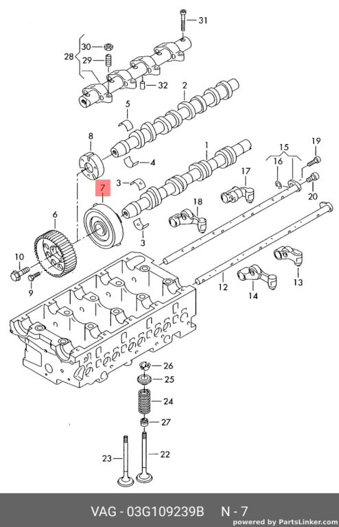 Fulii ax cu came Volkswagen Touran 2.0 TDI 2007 2008 OEM 03G109239B