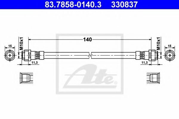 Furtun frana AUDI A3 (8L1) (1996 - 2003) ATE 83.7858-0140.3 piesa NOUA