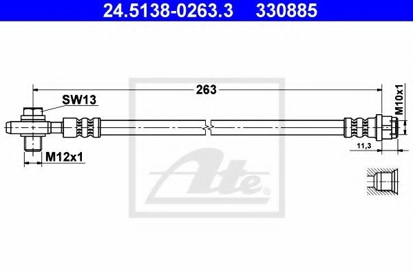 Furtun frana AUDI A4 Avant (8E5, B6) (2001 - 2004) ATE 24.5138-0263.3 piesa NOUA