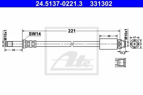 Furtun frana BMW Seria 1 (E87) (2003 - 2013) ATE 24.5137-0221.3 piesa NOUA