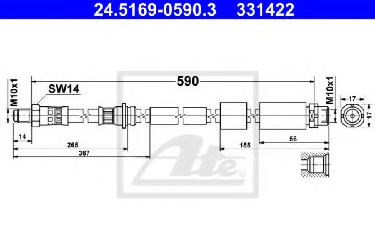 Furtun frana BMW Seria 1 (F20) (2010 - 2016) ATE 24.5169-0590.3 piesa NOUA