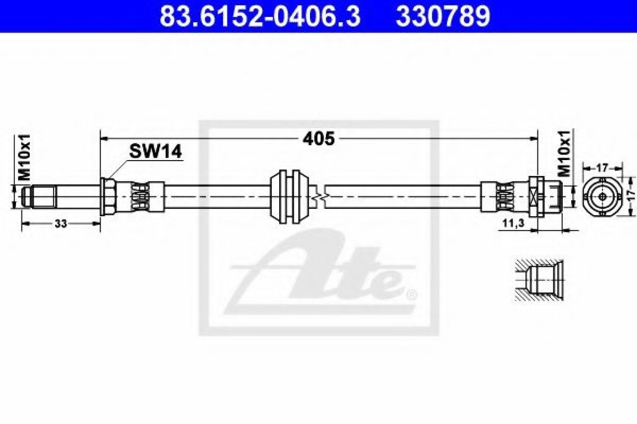 Furtun frana BMW Seria 3 (E46) (1998 - 2005) ATE 83.6152-0406.3 piesa NOUA