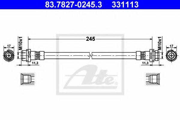 Furtun frana BMW X6 (E71, E72) (2008 - 2014) ATE 83.7827-0245.3 piesa NOUA