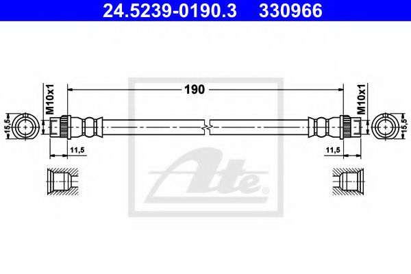 Furtun frana CITROEN C-ELYSEE (2012 - 2016) ATE 24.5239-0190.3 piesa NOUA