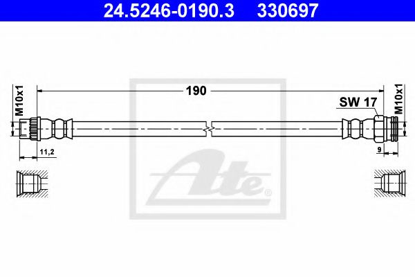 Furtun frana CITROEN C3 I (FC) (2002 - 2016) ATE 24.5246-0190.3 piesa NOUA