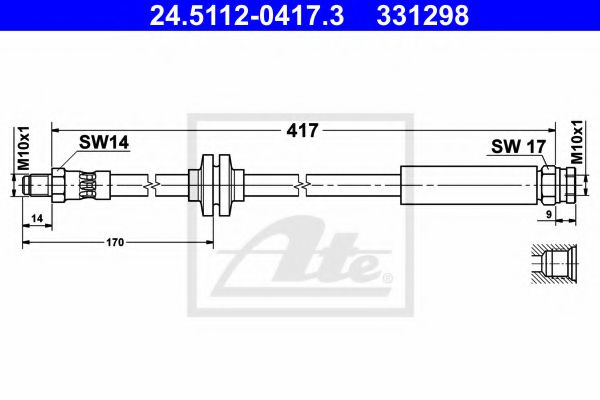 Furtun frana FIAT DUCATO bus (250, 290) (2006 - 2016) ATE 24.5112-0417.3 piesa NOUA