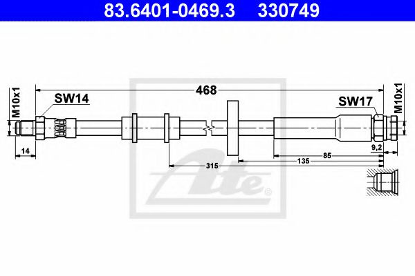 Furtun frana FIAT DUCATO caroserie (244) (2002 - 2016) ATE 83.6401-0469.3 piesa NOUA