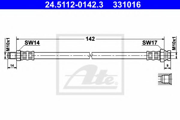 Furtun frana FIAT PUNTO (199) (2012 - 2016) ATE 24.5112-0142.3 piesa NOUA