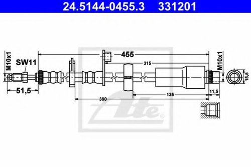 Furtun frana FIAT SCUDO (272, 270) (2007 - 2016) ATE 24.5144-0455.3 piesa NOUA