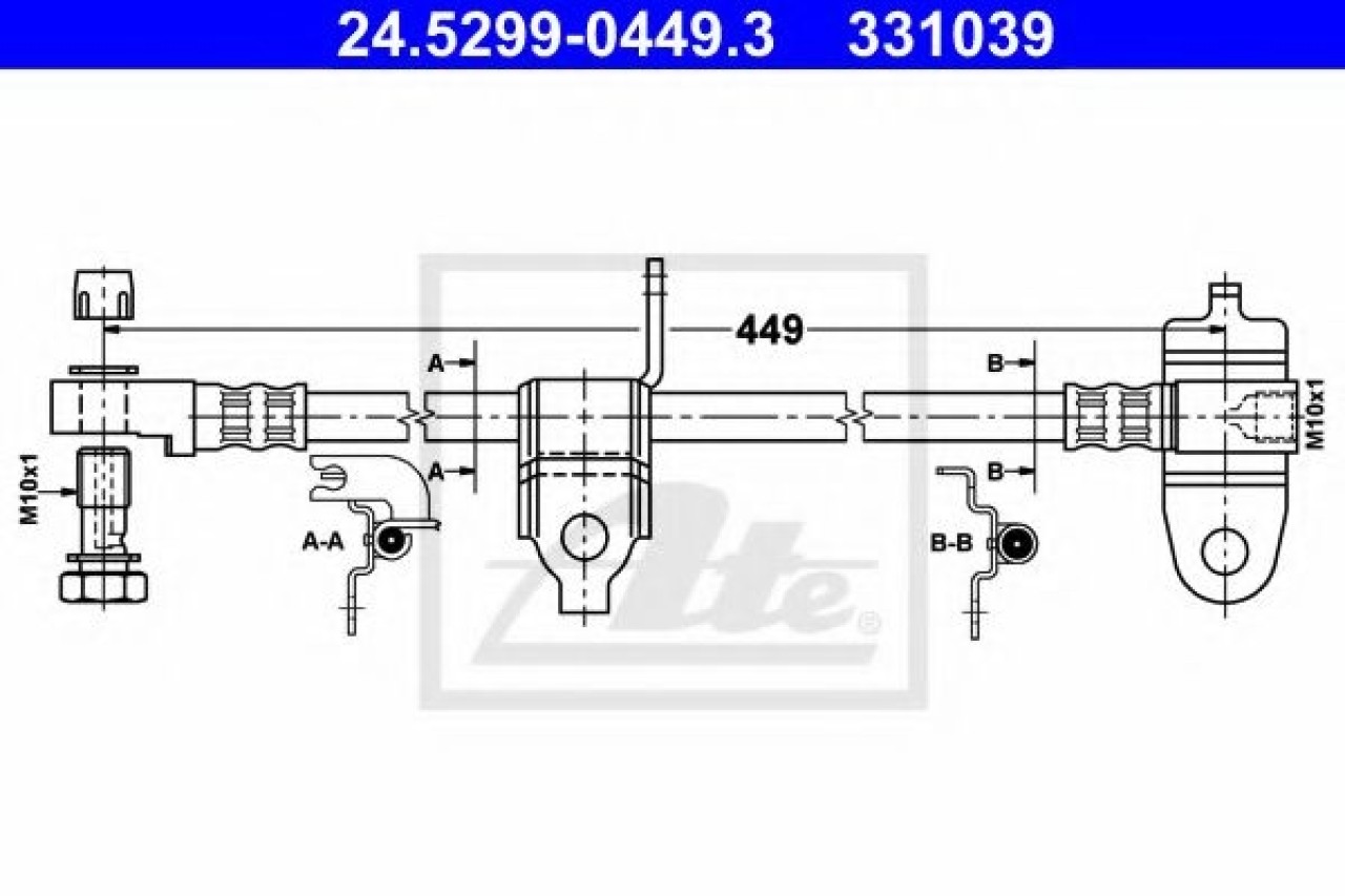 Furtun frana FORD TRANSIT bus (FD, FB, FS, FZ, FC) (2000 - 2006) ATE 24.5299-0449.3 piesa NOUA