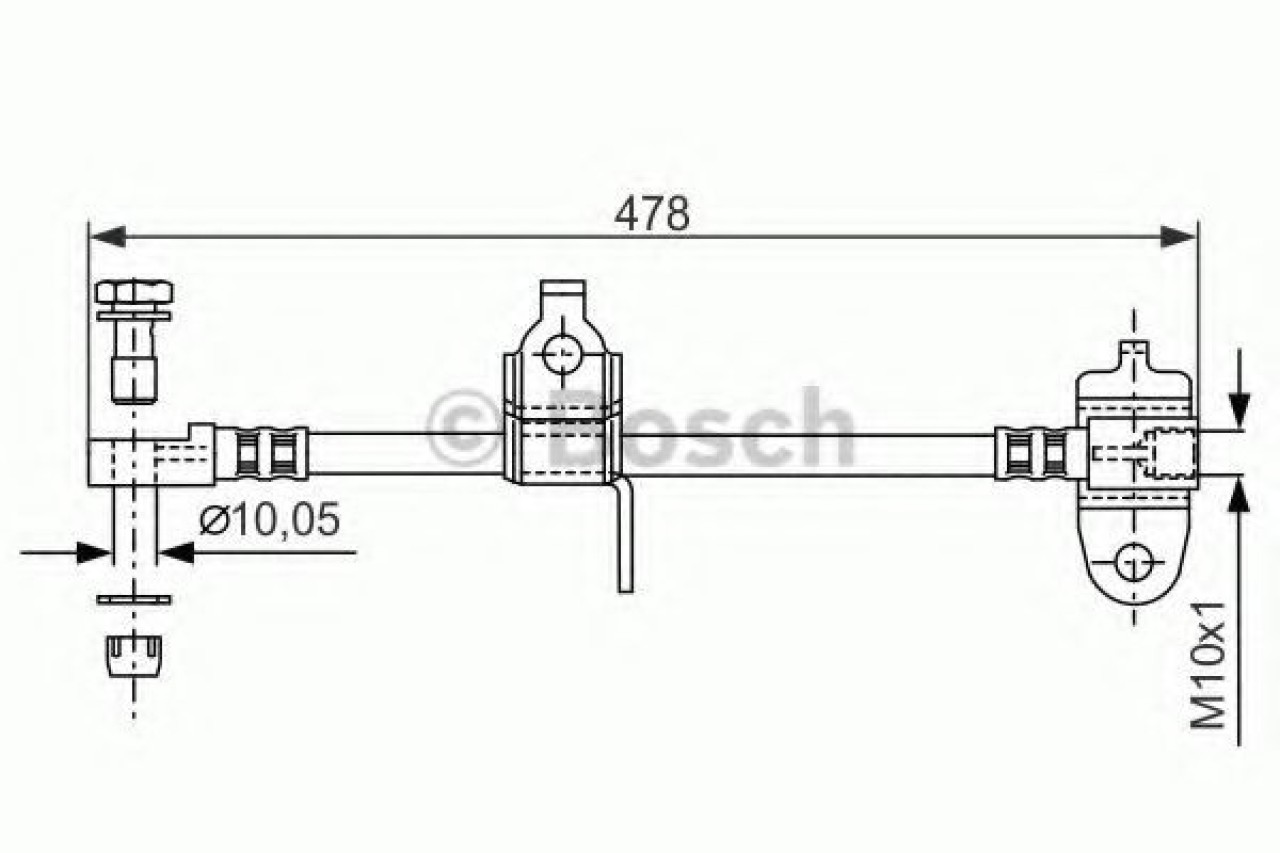 Furtun frana FORD TRANSIT caroserie (FA) (2000 - 2006) BOSCH 1 987 481 070 piesa NOUA