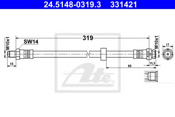 Furtun frana FORD TRANSIT CONNECT (P65, P70, P80) (2002 - 2016) ATE 24.5148-0319.3 piesa NOUA