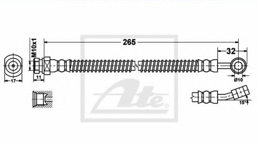 Furtun frana KIA PICANTO (BA) (2004 - 2011) ATE 24.5286-0265.3 piesa NOUA