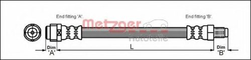 Furtun frana MERCEDES C-CLASS Sportscoupe (CL203) (2001 - 2011) METZGER 4110581 piesa NOUA